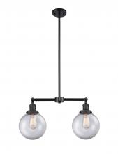 Innovations Lighting 209-BK-G202-8 - Beacon - 2 Light - 25 inch - Matte Black - Stem Hung - Island Light