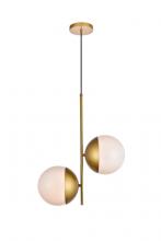  LD6120BR - Eclipse 2 Lights Brass Pendant with Frosted White Glass